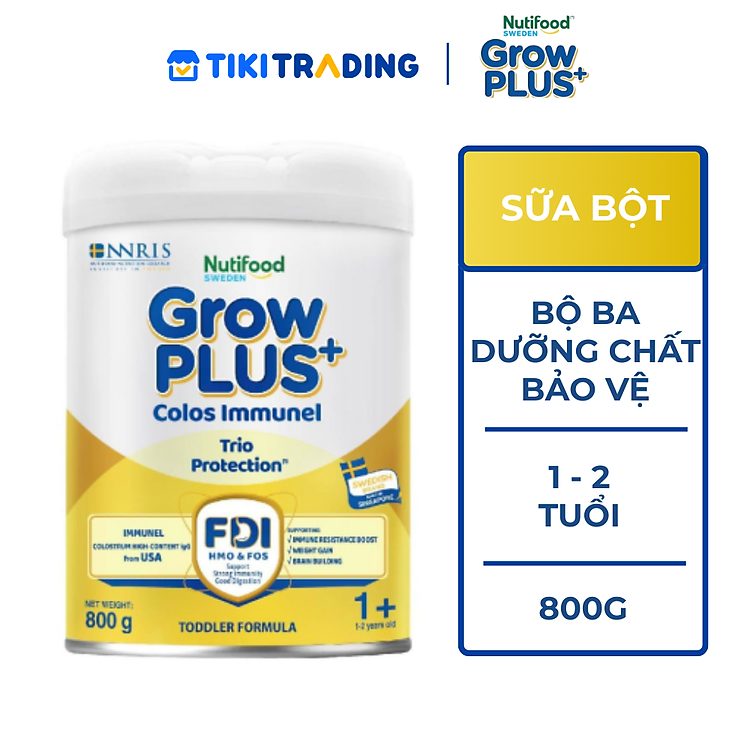 Sữa bột Nutifood GrowPLUS+ Sữa Non Immunel trên 1 tuổi Lon 800g