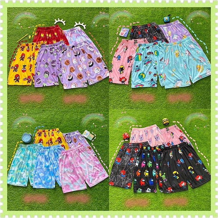 Quần short hoạt hình cartoon unisex - Quần đùi thun loang màu 17 mẫu