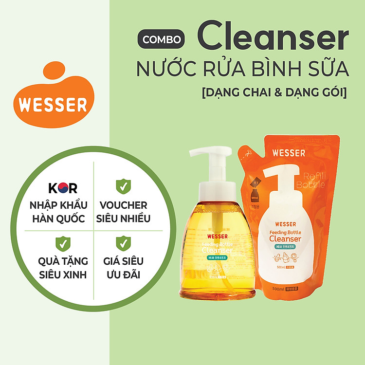 Bộ nước rửa bình sữa WESSER Chính hãng Giá rẻ