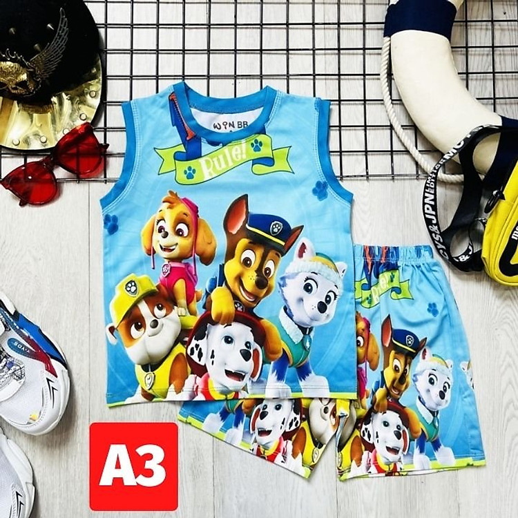 Bộ quần áo trẻ em hình đội chó cứu hộ từ 10-46kg - chất vải cotton thun lạnh
