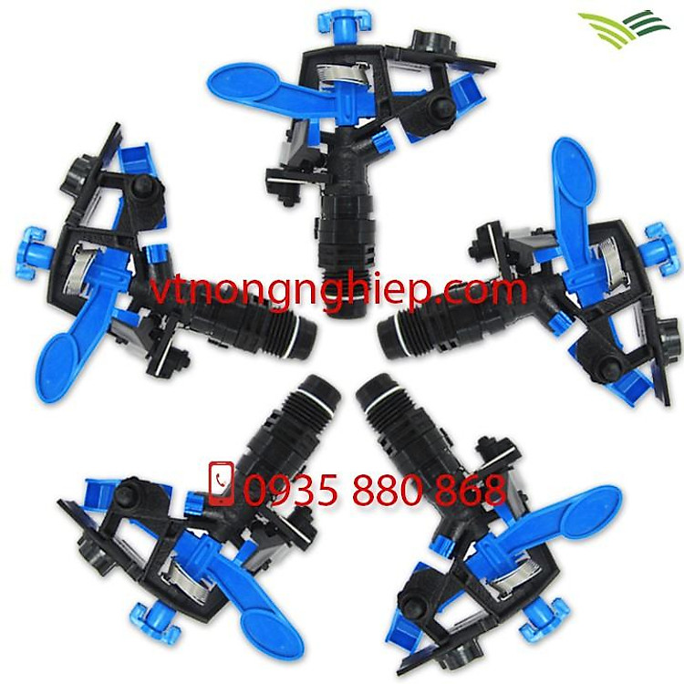 5 Béc tưới cánh đập chỉnh góc bb-914 ren ngoài 21mm, tặng kèm đầu phun thay thế.