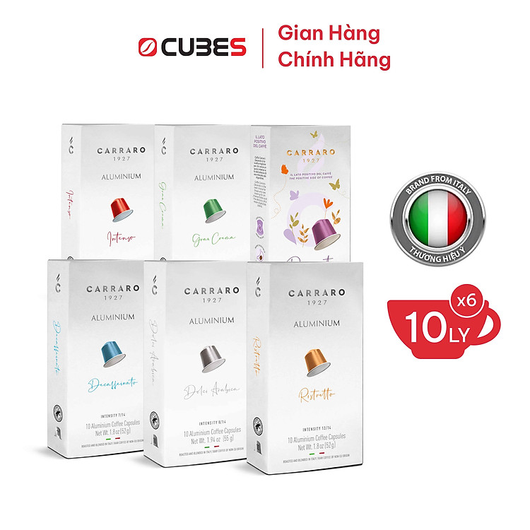 Cà phê viên nén Nespresso - Carraro Gourmet Blend - Hộp 10 viên - Nhập khẩu chính hãng từ Ý
