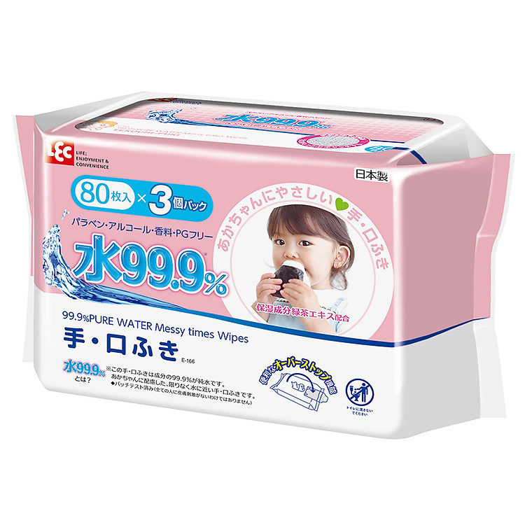 Combo 3 Khăn Ướt Nhật LEC E-166 Cho Tay & Miệng (80 Tờ x 3)