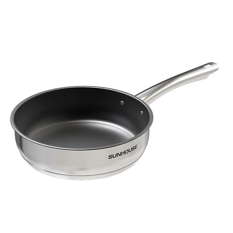 Chảo Inox cao cấp 5 Đáy Sunhouse IN24M2 - 24cm - Dùng trên mọi loại bếp - Hàng chính hãng