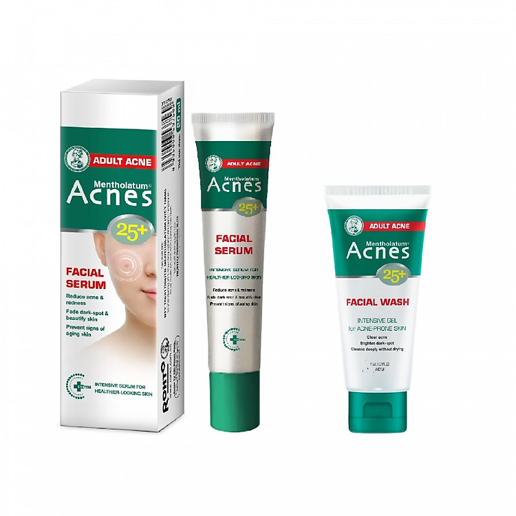 Tinh Chất Chuyên Biệt Cho Da Mụn Tuổi Trưởng Thành Acnes 25+ Facial Serum (20ml) + Gel Rửa Mặt Acnes 25+ Facial Wash (25g)