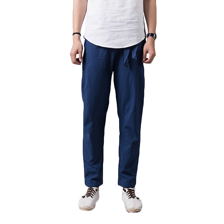 Quần đũi nam dáng baggy có đai rời xanh đen