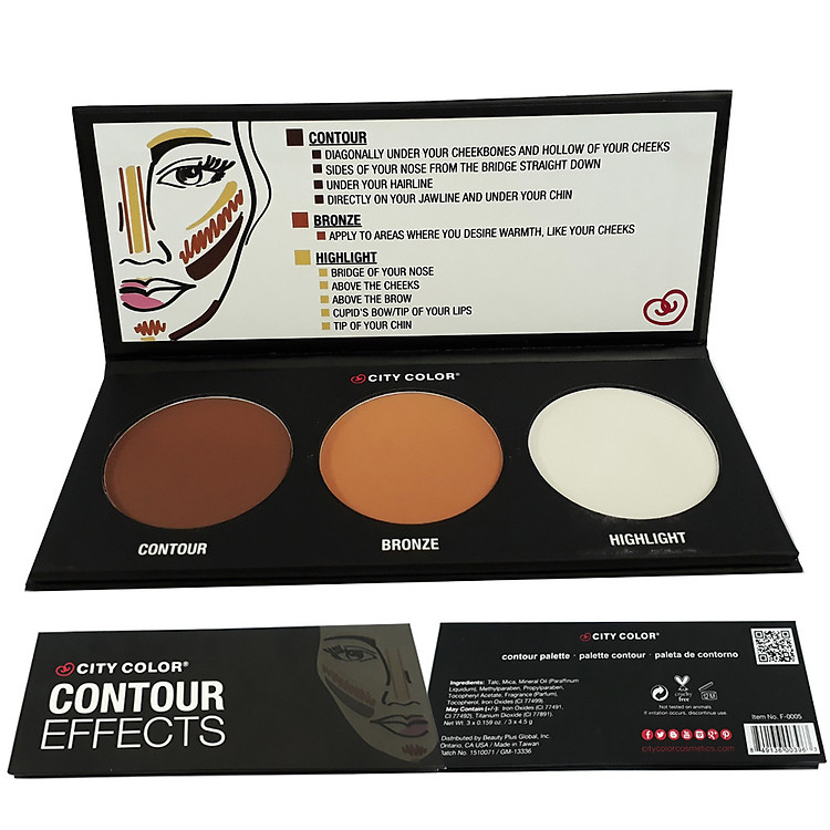 PHẤN TẠO KHỐI 3 Ô CITY COLOR CONTOUR EFFECTS PALETTE