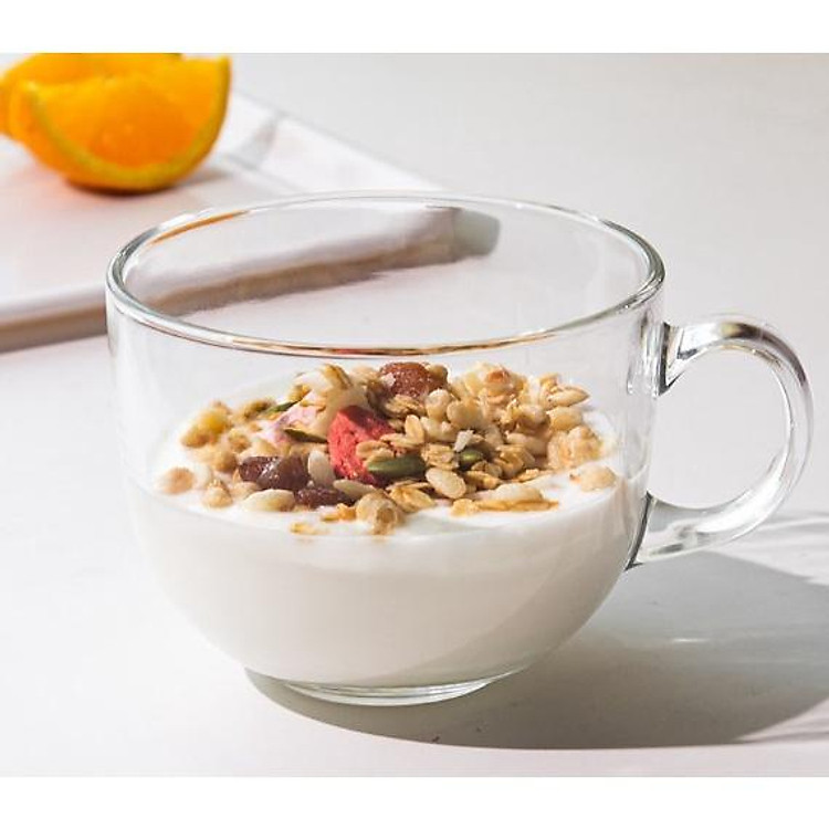 Ly Thủy Tinh Có Quai Uống Sữa , Ăn Ngũ Cốc 480ml