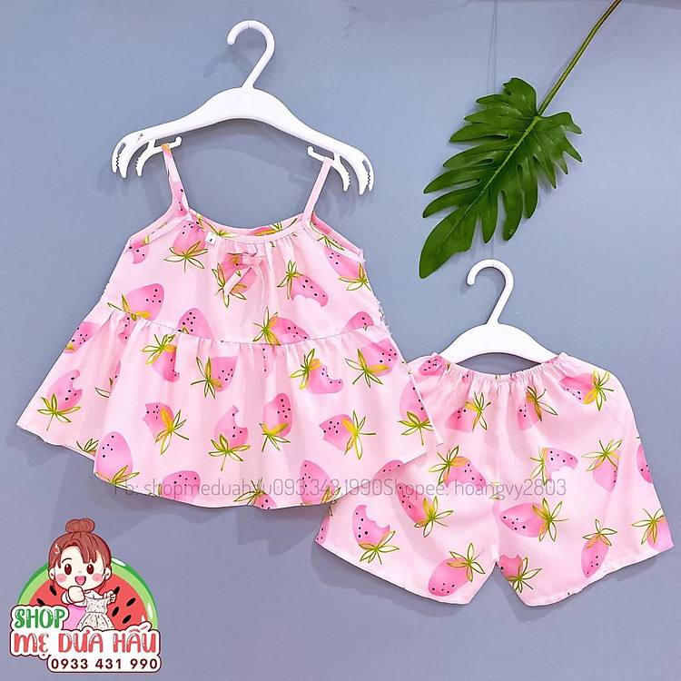 Bộ tole lanh 2 dây babydoll bé gái 6-20kg (được chọn mẫu + ảnh thật)