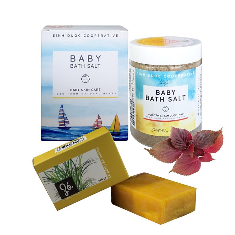 Muối tắm bé Tâm Dược Thảo (Hộp 400g) 100% tự nhiên + Tặng kèm 01 Xà bông thảo dược (Tùy chọn)