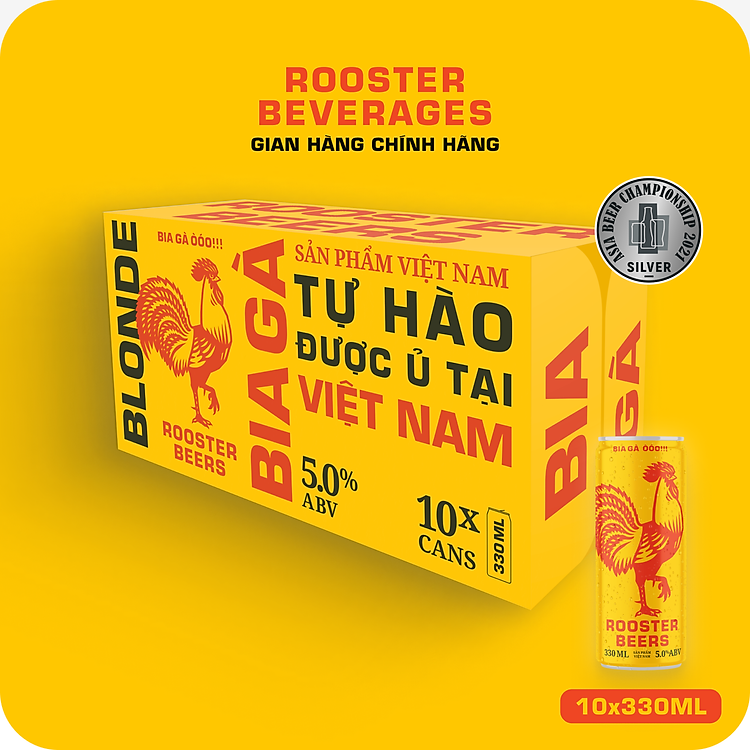 Bia thủ công | Rooster Beers (Bia Gà) Blonde thùng 10 lon cao - sleek can