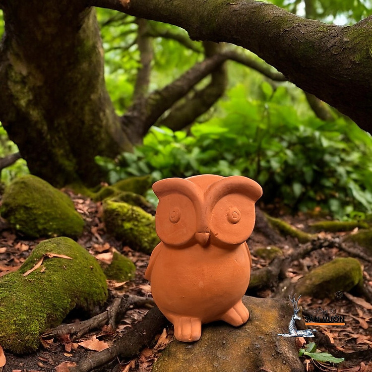 Tượng Gốm Đất Nung Hình Con Cú (10x11x25cm) - Ảnh 3