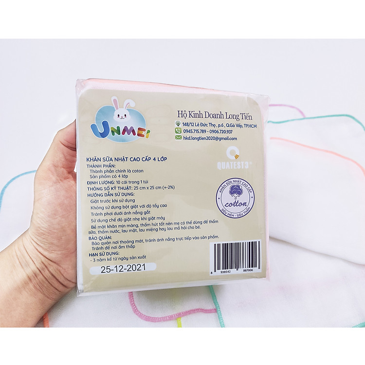 Khăn sữa Cotton 4 lớp Unmei cho trẻ Chính hãng Giá rẻ - Hình ảnh 3