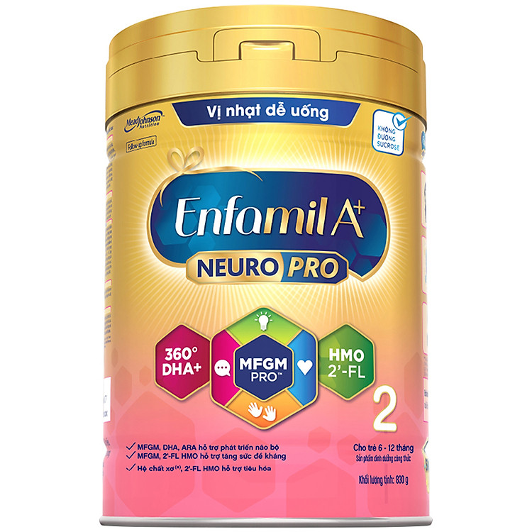 Bộ 6 lon sữa bột Enfamil A+ Neuropro 2 830g với DHA giúp phát triển não bộ cho trẻ từ 6 –12 tháng tuổi