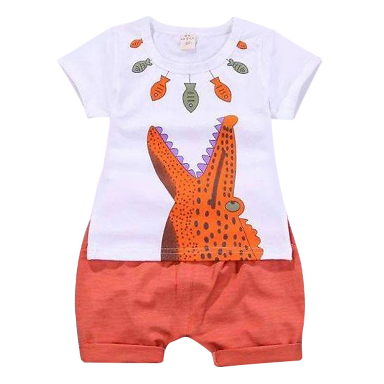 Bộ Quần Áo Mẫu Cá Sấu Màu Cam Chất Cotton