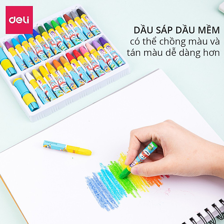 Bút Sáp Dầu Super Wings Deli (12 màu) - Ảnh 4