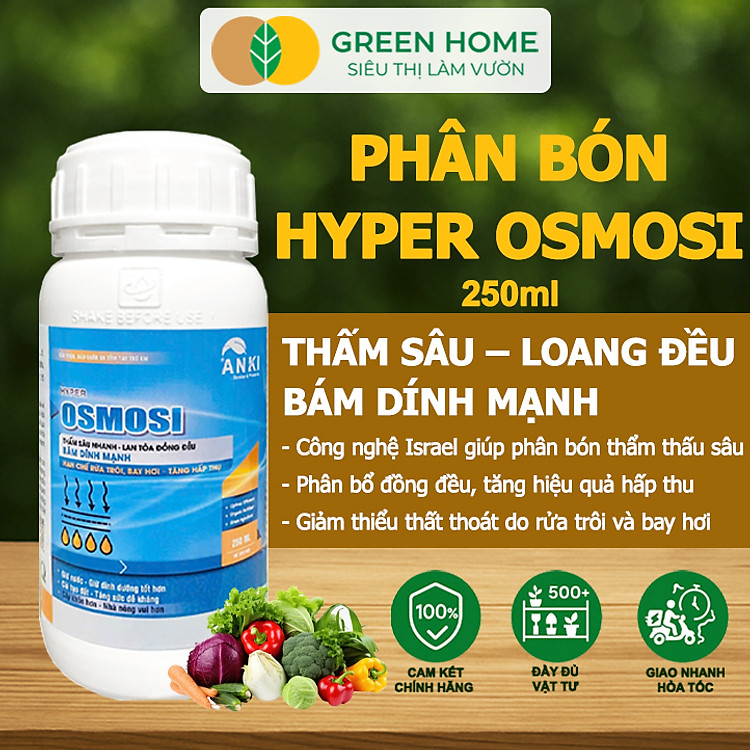 Phân Bón Hữu Cơ Hyper OSMOSI GreenHome, Chai 250ml, Thấm Sâu Nhanh, Tăng Hiệu Quả Hấp Thụ Dinh Dưỡng