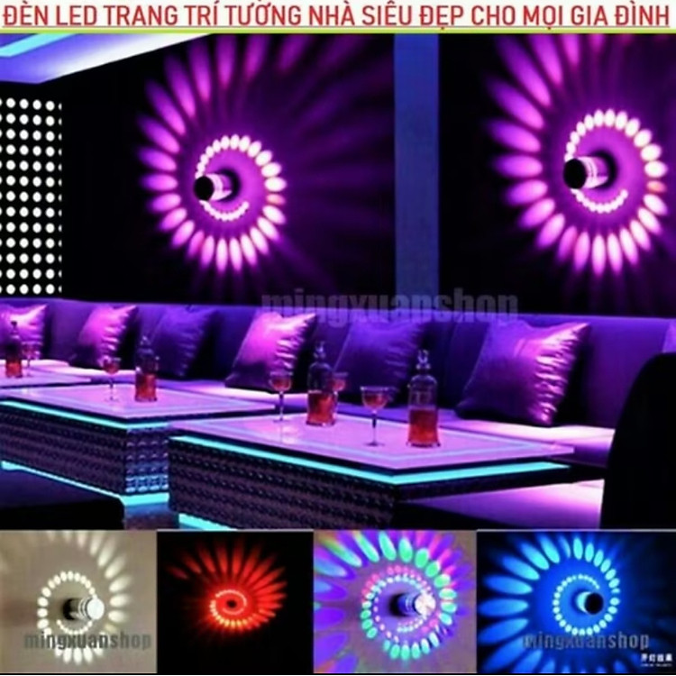 ĐÈN LED TRANG TRÍ TƯỜNG SÁNG HÌNH XOÁY ỐC MÀU SẮC CỰC ĐẸP TRANG TRÍ TƯỜNG NHÀ TRẦN NHÀ