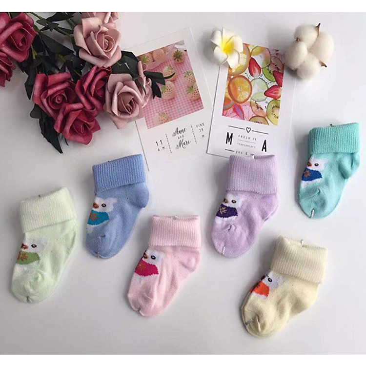 Combo 6 đôi vớ cổ gấp cho bé sơ sinh