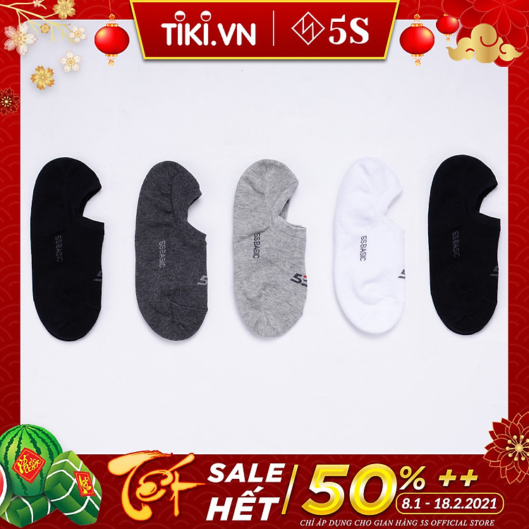 Combo 5 Đôi Tất Lười Nam, Vớ Lười Nam 5S Kháng Khuẩn, Khử Mùi Cao Cấp (Nhiều Màu)