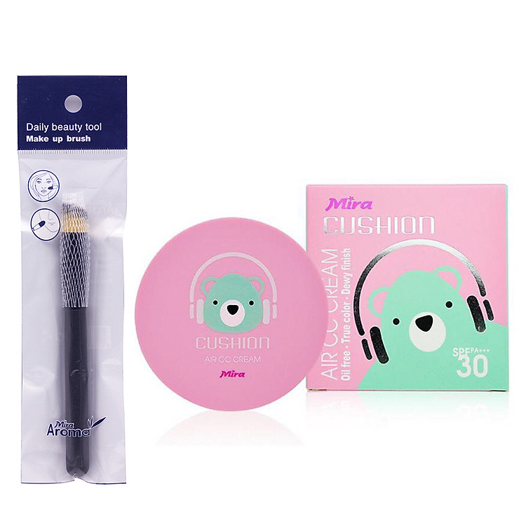 Phấn nước kiềm dầu Hàn Quốc cao cấp Mira Cushion Air CC Cream + Tặng Ngay Cọ Tán Kem Nền, Phấn Phủ Chuyên Dụng Thế Hệ Mới Aroma – Hàng Chính Hãng