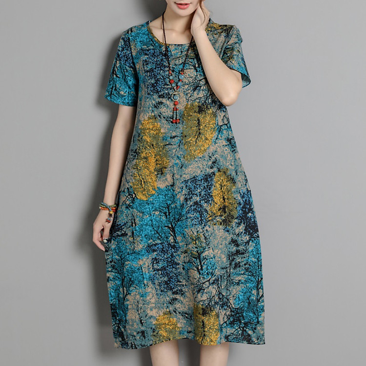 Đầm bầu công sở họa tiết DB012