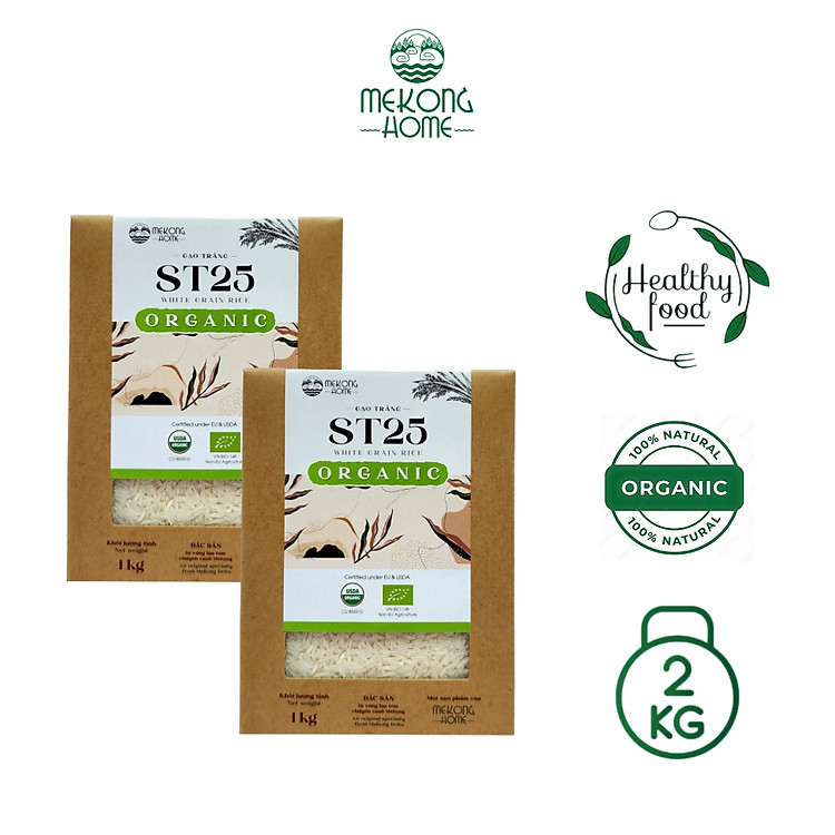 Gạo ST25 100% Organic, gạo chuẩn vị, dẻo, thơm tự nhiên, mùi ngọt nhẹ - 2kg