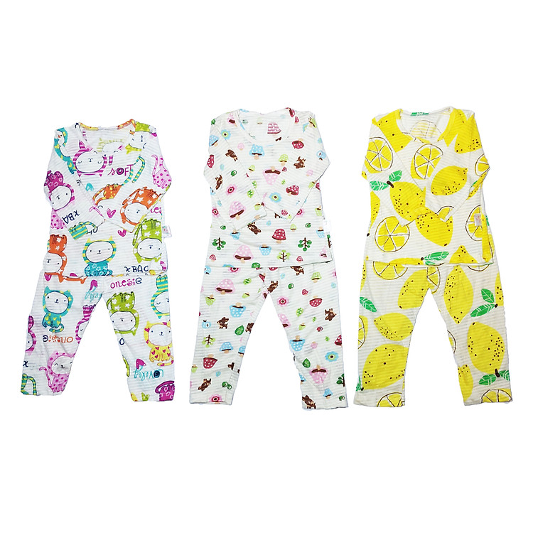 Combo 3 Bộ Cotton Tre Thu Đông Dài Tay Cho Bé Gái Màu Hình Dễ Thương