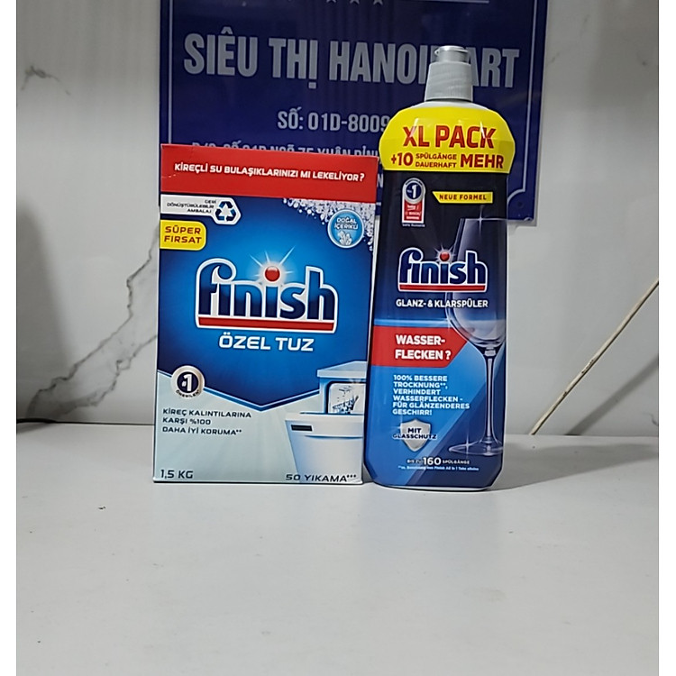 Muối rửa bát FINISH 4 kg + bóng finish chuyên dùng cho máy rửa chén bát