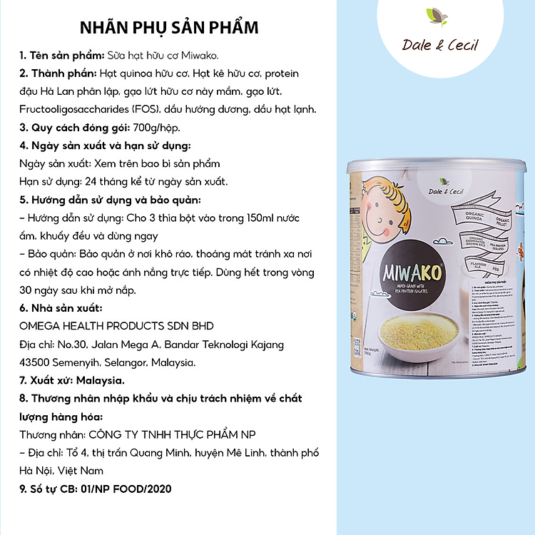Nơi mua Sữa Hạt Miwako Vị Gạo 700g - 2 Hộp Tin cậy Giá tốt - Hình ảnh 5
