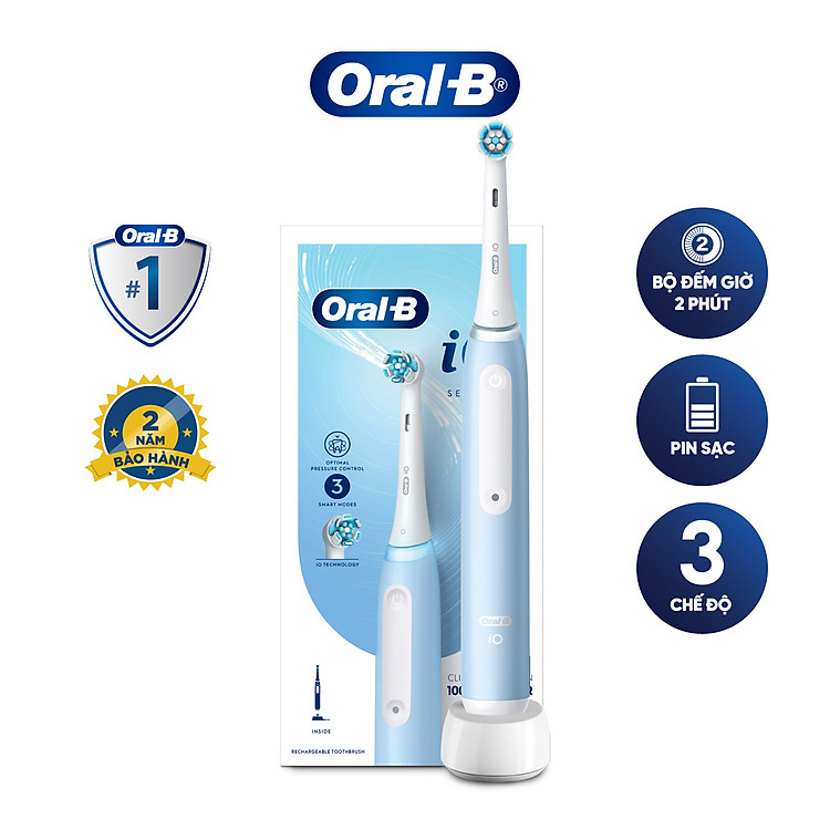 Bàn chải đánh răng điện Oral-B iO3, 3 chế độ, đèn cảnh báo cảm ứng lực - Bảo hành 2 năm 1 đổi 1