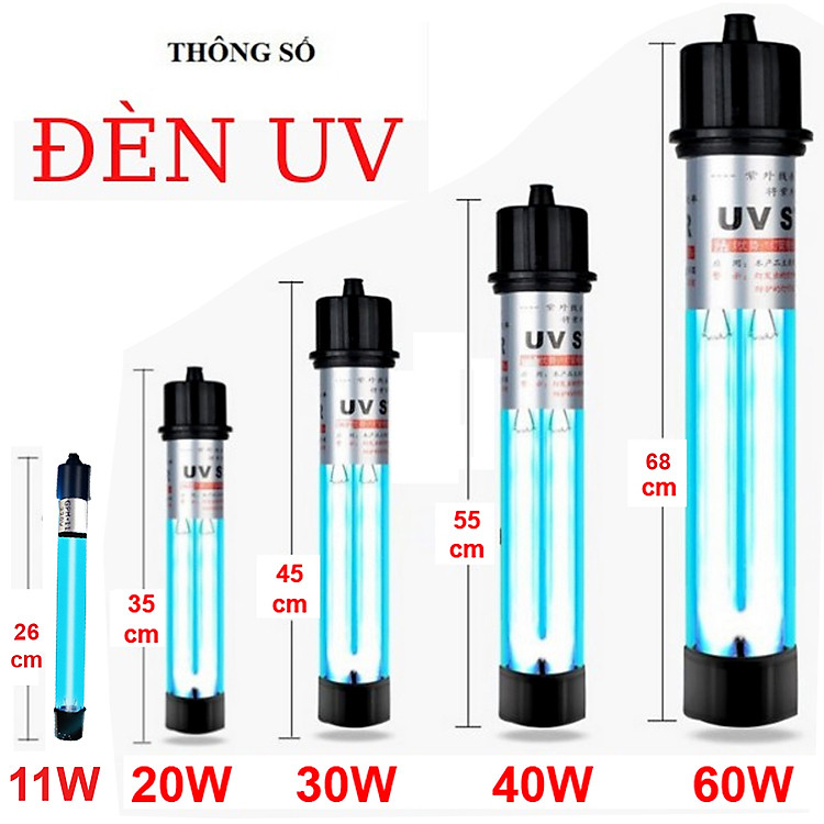 Đèn UV Sterilization King 5-60W Diệt Tảo Khuẩn Hồ Cá Koi, Nước Thải, Sinh Hoạt