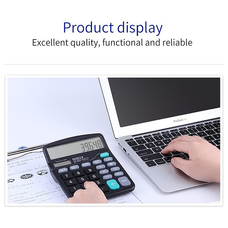 Máy tính kế toán cầm tay 12 số năng lượng mặt trời EC837/BAOKE - Đen - Ảnh 2