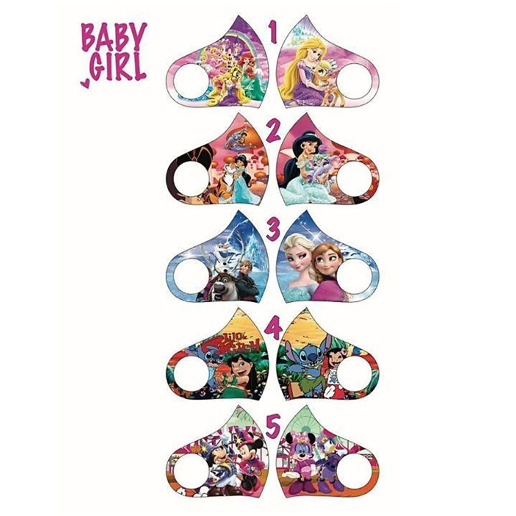 (Combo 5 cái)-Khẩu trang trẻ em từ 3-8Tuổi hình siêu nhân - ELSA - SOFIA - vải poly in 3d sắc nét -Hương Nhiên