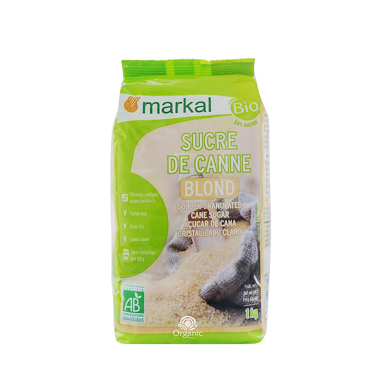 Đường mía thô hữu cơ hạt nhỏ Markal 1kg