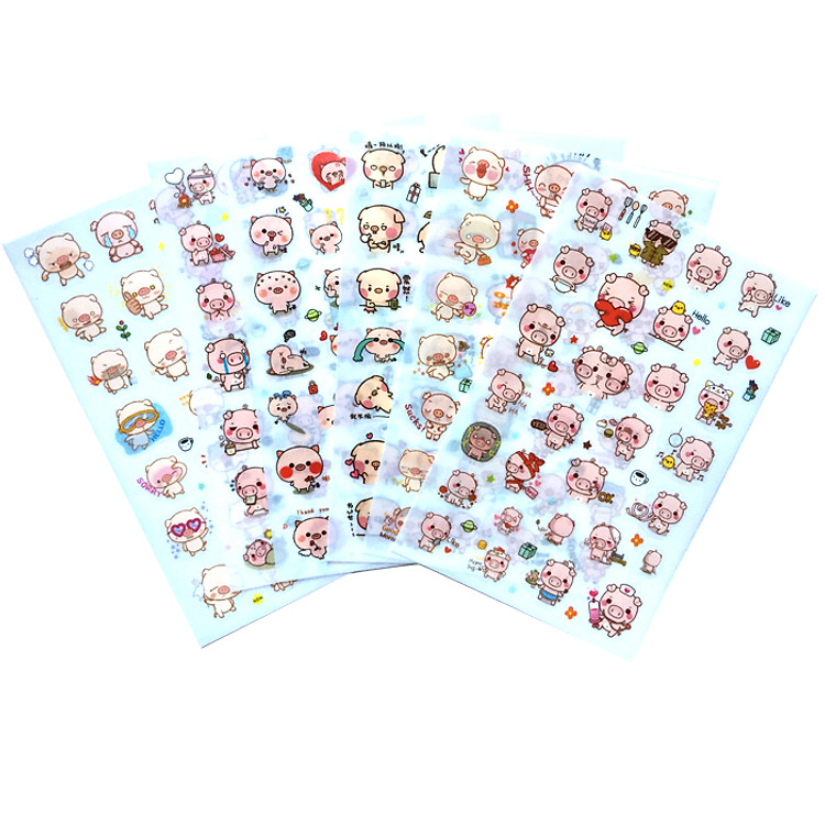 Bộ 6 Tấm Sticker Nhật Ký Cuộc Sống Của Heo Con