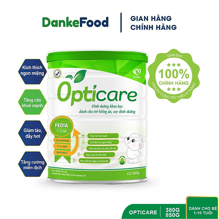 Sữa Opticare Pedia 380g, 850g - Bé ăn ngon, tăng cân, giảm táo bón
