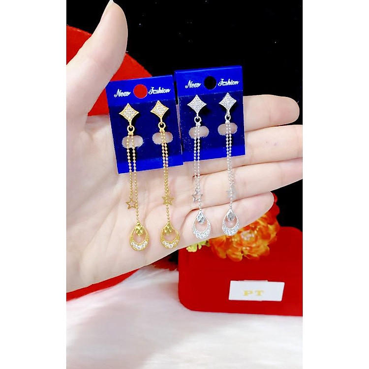 Bông tai nữ tòn ten mạ 18k cao cấp E809