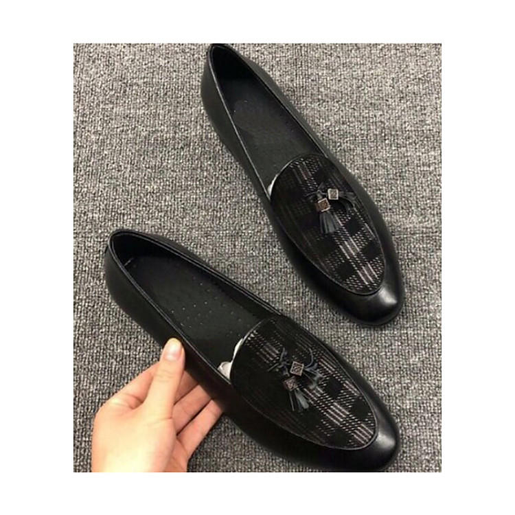 Giày lười nam chất da bò nơ chuông - 425