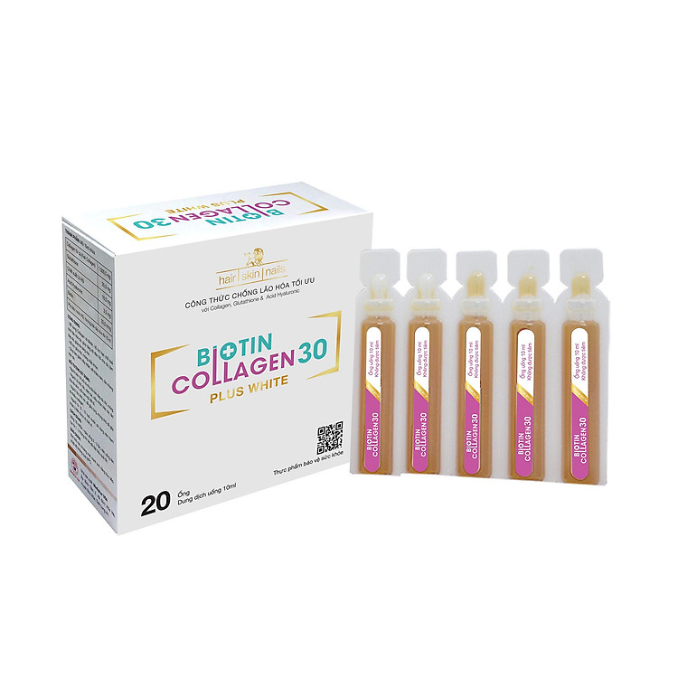 Biotin Collagen 30 plus white-Hộp 4 vỉ x5 ống - Mediphar USA sản xuất chuẩn GMP