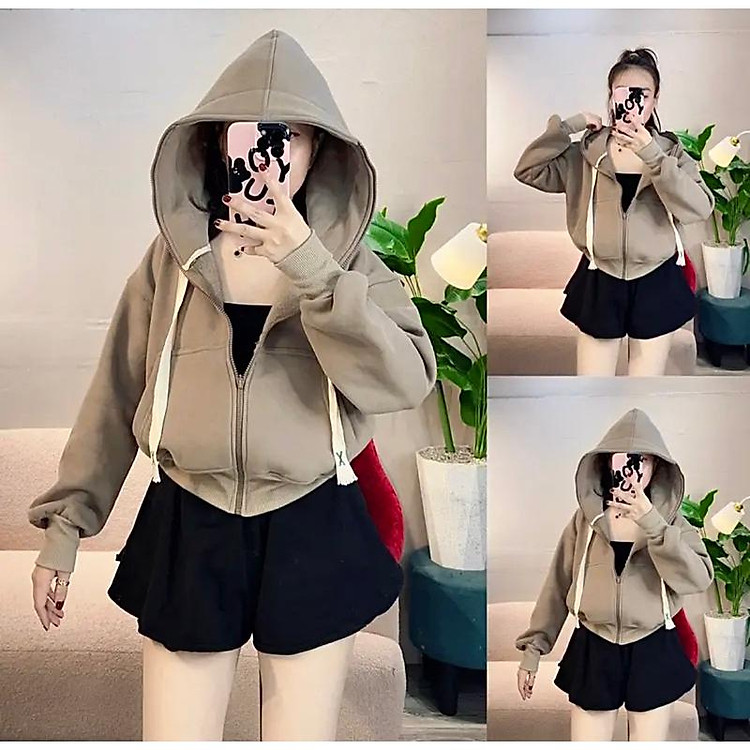 Áo khoác nỉ Xỏ Ngón Dáng Lửng Khoá Kéo Cao 7 Màu Trơn Basic Cao Cấp Chuẩn Loại 1 Chất Dày đẹp thời trang-A2061