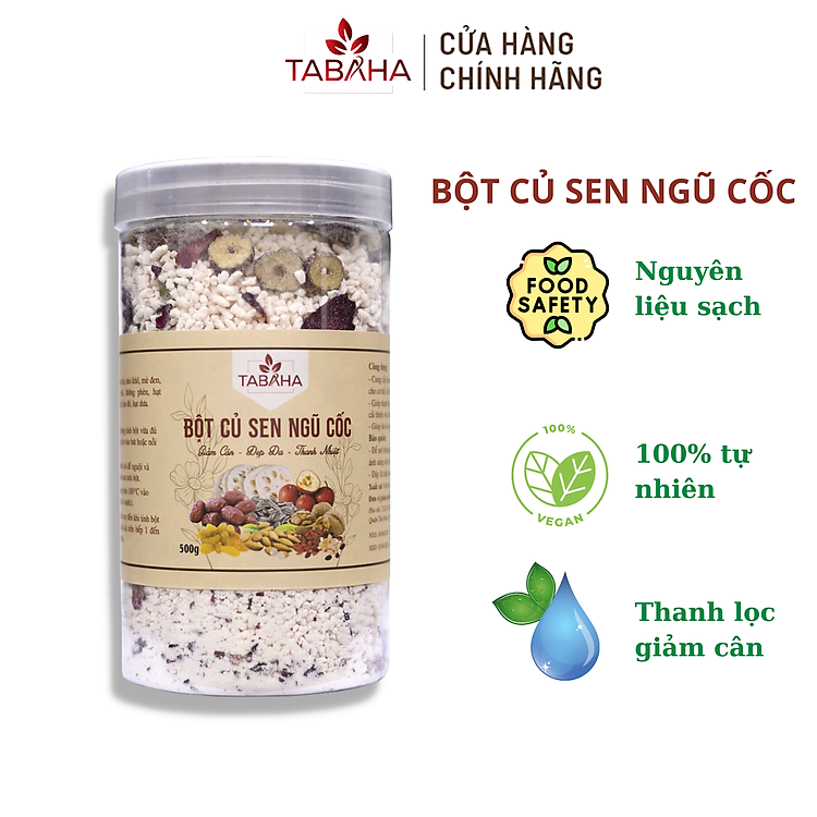 Bột Củ Sen Ngũ Cốc TABAHA 500g giúp thanh lọc, hỗ trợ ăn kiêng, giảm cân