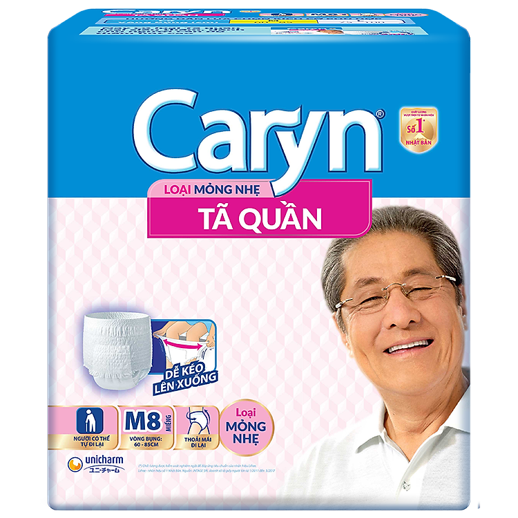 Tã quần người lớn Caryn loại mỏng nhẹ M8 (size M 8 miếng)
