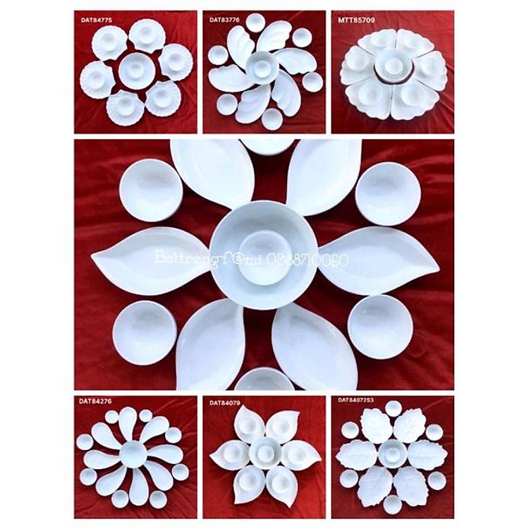 Bộ bát đĩa sứ trắng cao cấp Bát Tràng(nhiều mẫu)