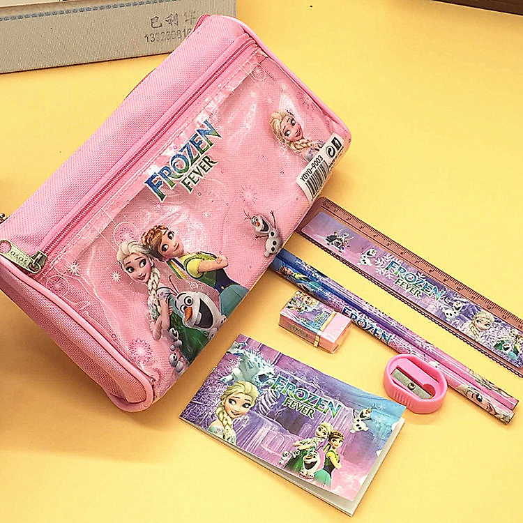 Bộ đồ dùng học tập học sinh túi bút thước kẻ bút chì và tẩy