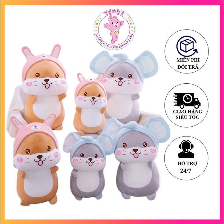 Gấu Bông Chuột Hamster,Thú Nhồi Bông Hình Con Chuột Size 35Cm Siêu Đáng Yêu, Mềm Mịn, An Toàn Tuyệt Đối GaBoTaBo