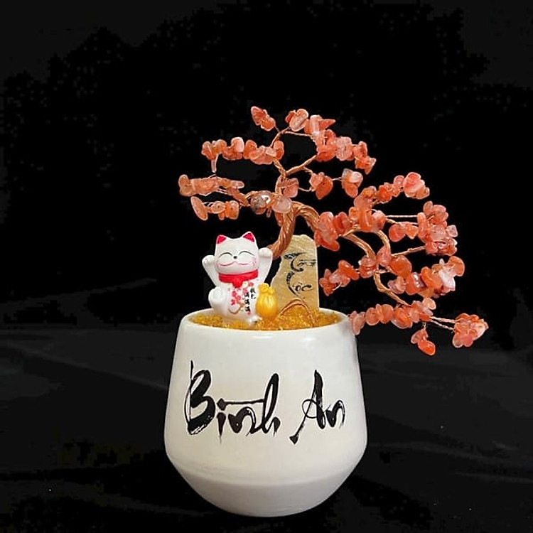 Cây Tài Lộc Phong Thủy Đá Thạch Anh trang trí phòng khách, phòng ngủ, bàn làm việc đá tự nhiên