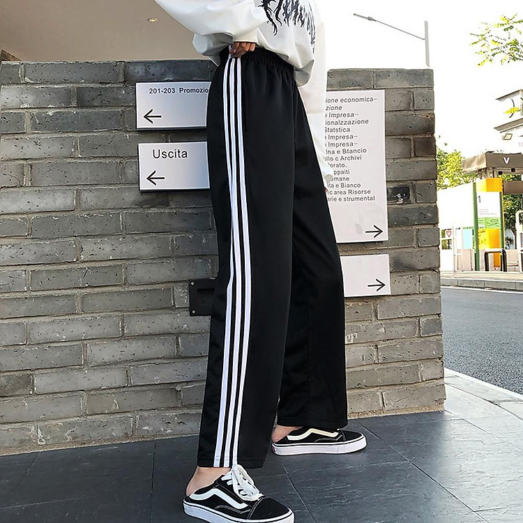 Quần Baggy Nữ Ống Rộng 3 Sọc Cá Tính