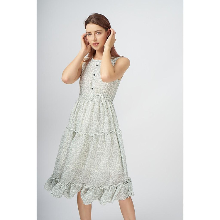 Đầm midi hoa nhí xuât dư