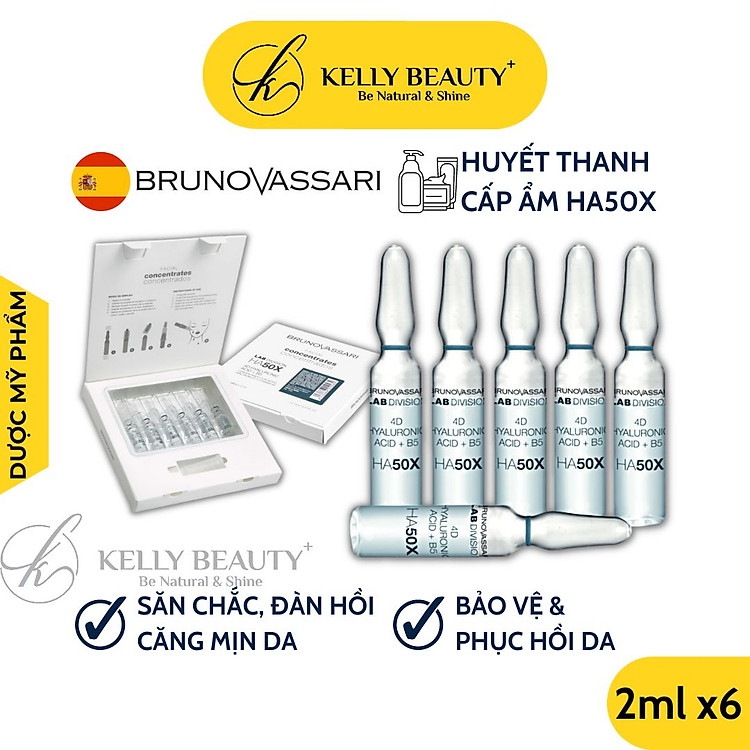 Huyết Thanh Cấp Ẩm, Phục Hồi Da Bruno Vassari HA50X 4D Hyaluronic Acid + B5 | Kelly Beauty